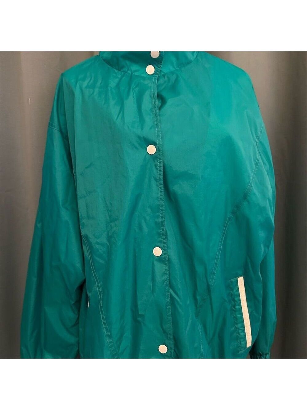 Cambridge Women's Vintage Teal Windbreaker Jacket 2XL High Collar